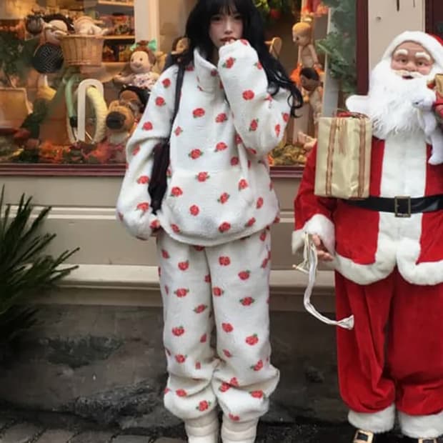 유희 ROSE PATTERN FLEECE  셋업