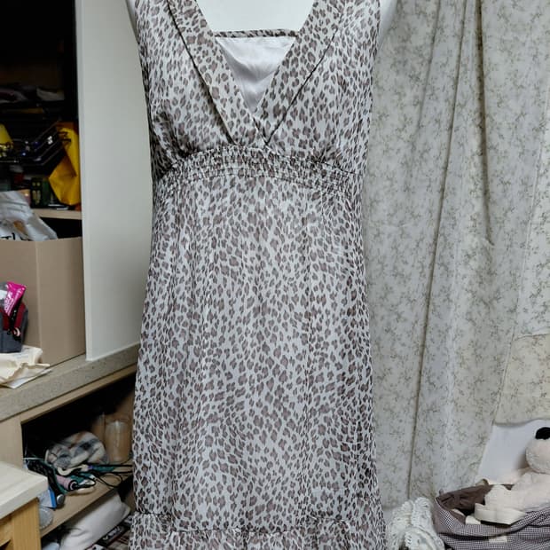[갸루] 쉬폰 레오파드 롱 원피스