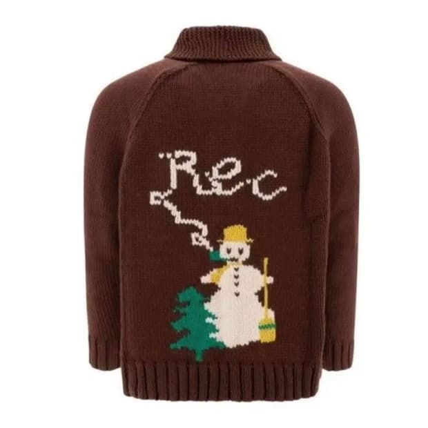 Bode 보디 자카드 로고 울 집업 가디건 L