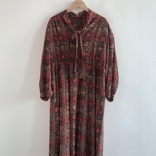 Oriental tie neck dress