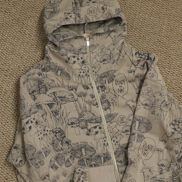 일본 Scolar 버섯 패턴 후드 집업 