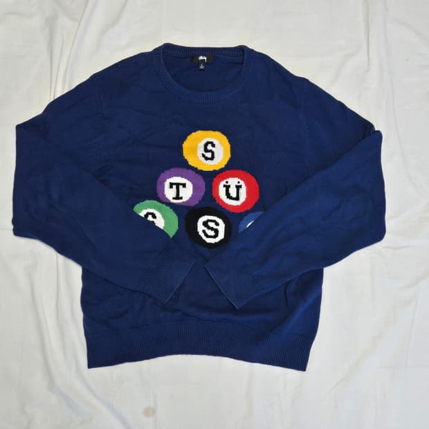스투시 빌리아드 스웨터 네이비