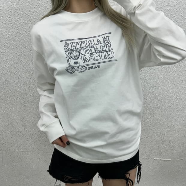 마리떼 프랑소와 저버 곰돌이 화이트 롱슬리브 M (새상품
