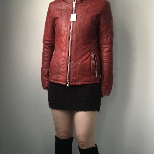 High neck leather jacket