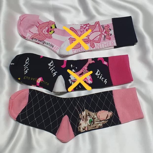 핑크 블랙 핑크 고양이 하트 양말