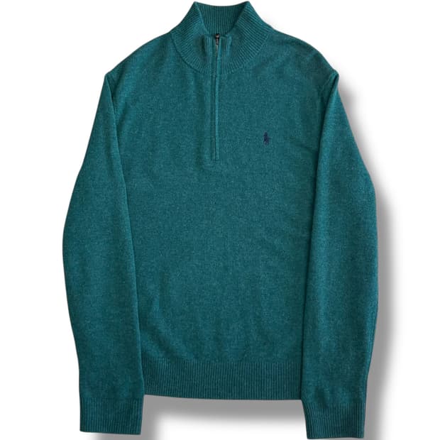 Polo Ralph Lauren 100% 울 민트그린 반집업 니트