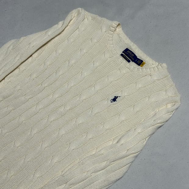 S 폴로랄프로렌 피마 코튼 슬림핏 여성용 케이블 니트