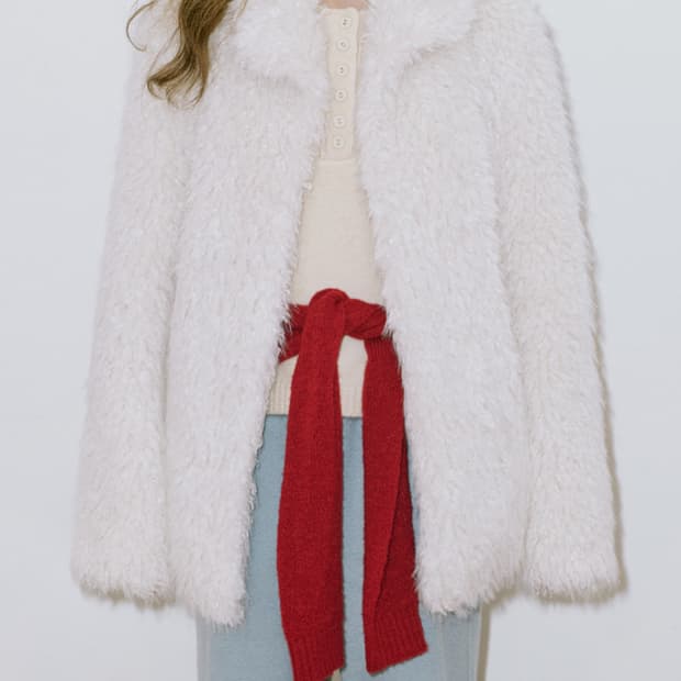 시눈 퍼 자켓 크림