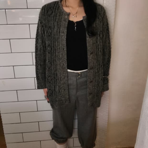 빈티지 모헤어 울 캐시미어 혼방 가디건 / 남성 L