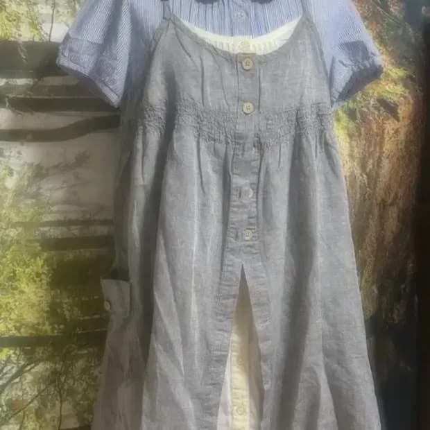 빈티지 홍콩 블라우스 원피스 둥근카라