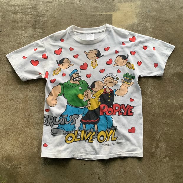 90s 뽀빠이 올리브오일 브루터스 AOP 티셔츠
