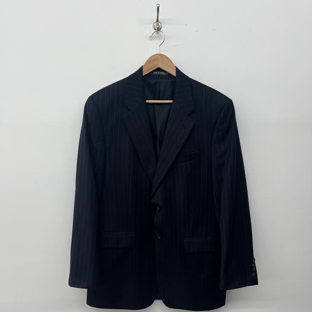 폴로 블랙 스트라이프 정장 자켓 남L