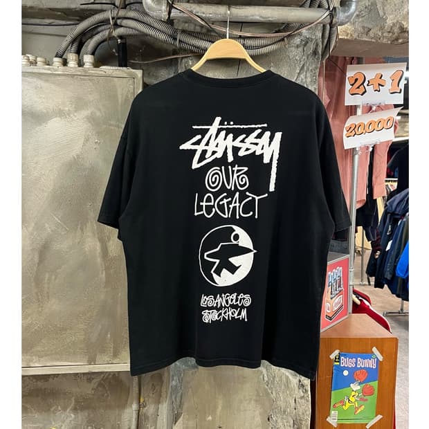 스투시X아워레가시 서프맨 반팔티 블랙 #csz3324