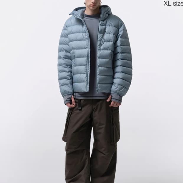 [2XL] 무신사스탠다드 시티 레저 후디드 라이트 패딩 문블루