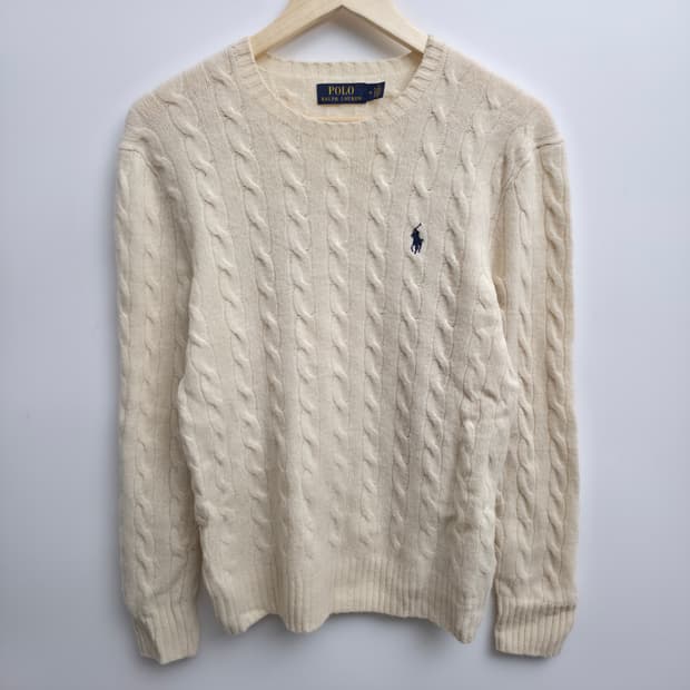 [M] 폴로 랄프로렌 아이보리 케이블 니트