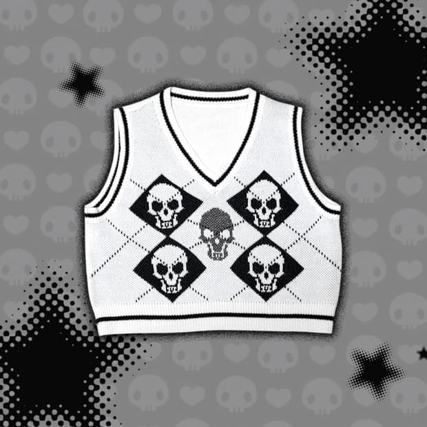 펑크y2k 스컬 해골 니트 조끼 베스트