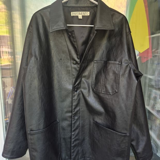 파르티멘토 에이징 레더 프렌치 워크자켓 블랙 L