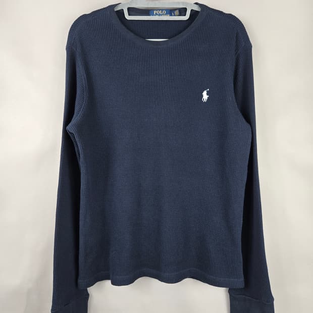 [무료배송]폴로 랄프로렌 L 여성 와플 라운드넥 긴팔 티셔츠 네이비