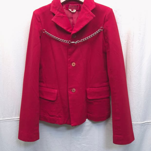 꼼데가르송 레드 체인 장식 자켓
