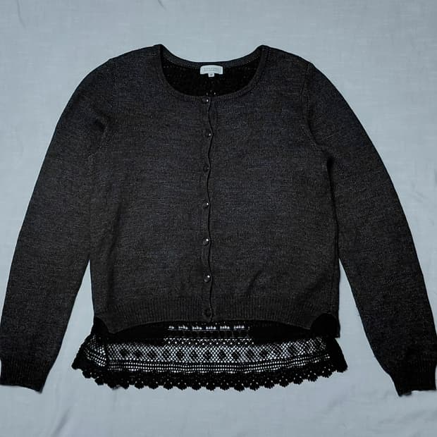 Mackintosh Philosophy 레이스 배색 니트 가디건 (38)