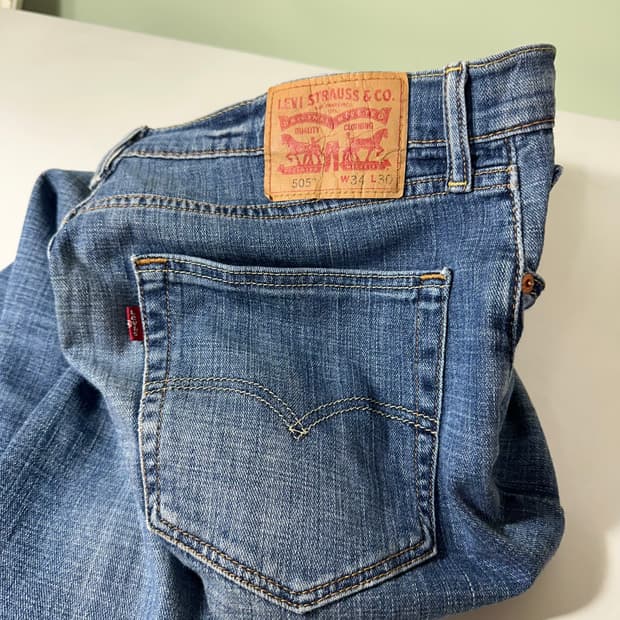 M-L 리바이스502 레귤러핏 빈티지 중청워시드 데님팬츠 청바지