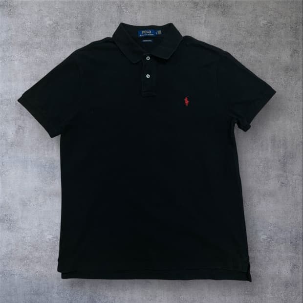 폴로 랄프로렌 스몰 포니 로고 블랙 미니멀 카라 반팔티