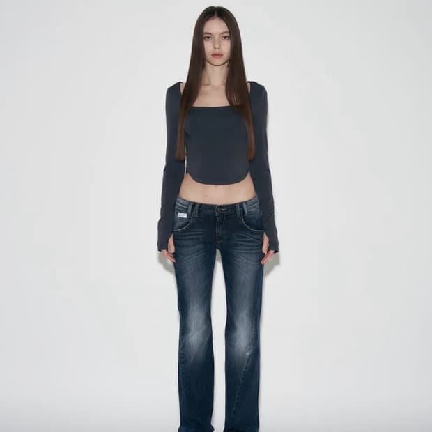 플노팔 플리즈노팔로우 25 빈티지 워싱 데님 블루