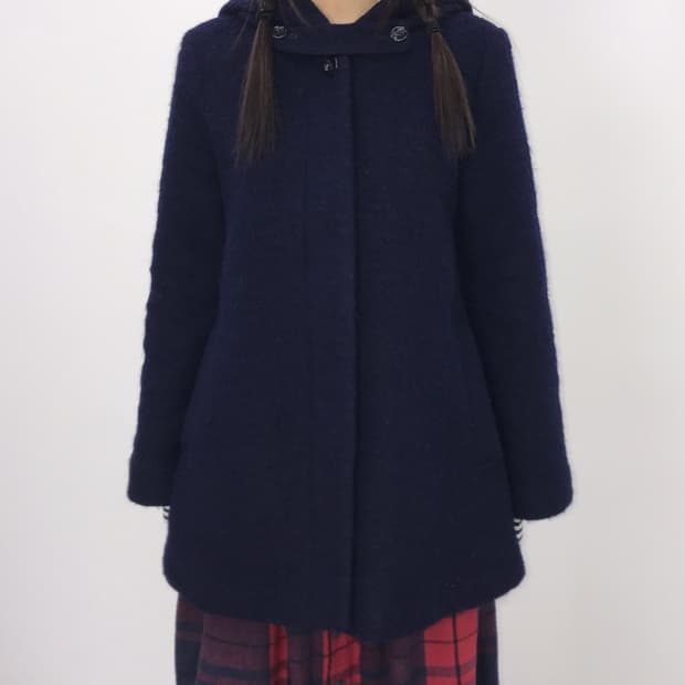 THEORIA Wool Blend Hooded A-Line Coat