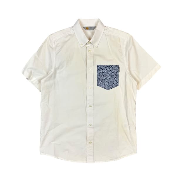 (M) 칼하트 화이트 패턴 포켓 반팔셔츠 TS-014