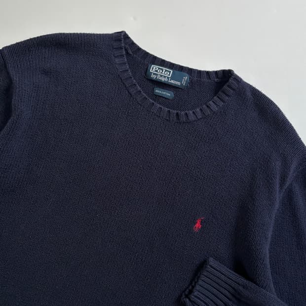 Polo 폴로 랄프로렌 레드포니 네이비컬러 코튼 라운드넥 니트