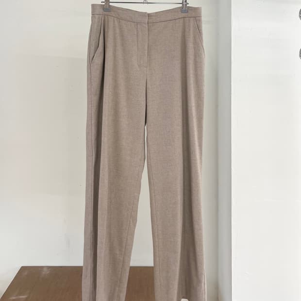 막스마라 베이지 와이드 레그 트라우저