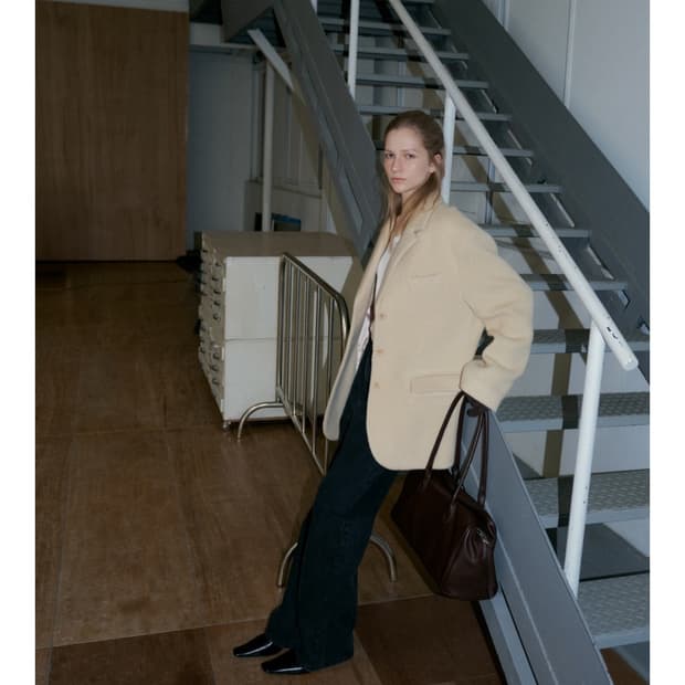 108파운드 헤어리 울 하프자켓 버터컬러