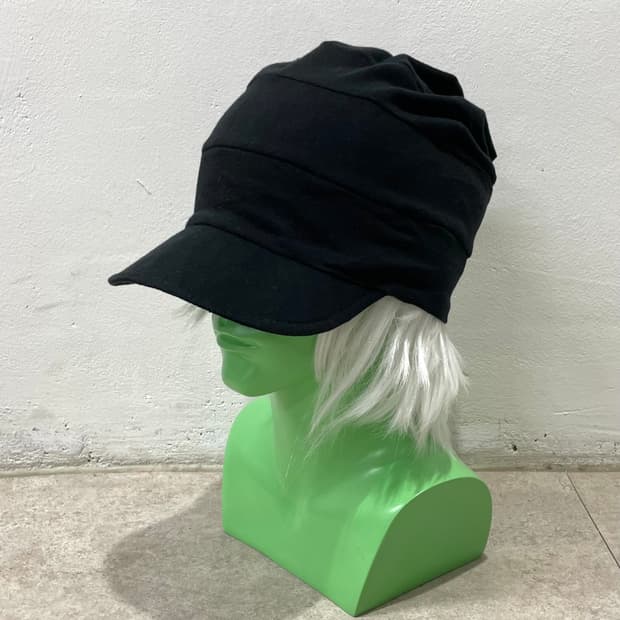 Black Patchwork Long Beanie Cap