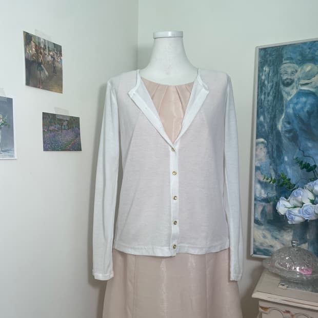 white button point summer cardigan