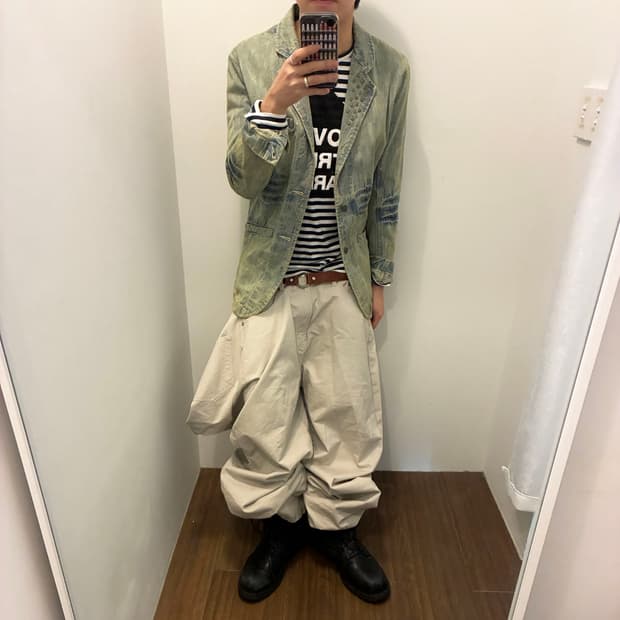 Damage Washing Denim Blazer