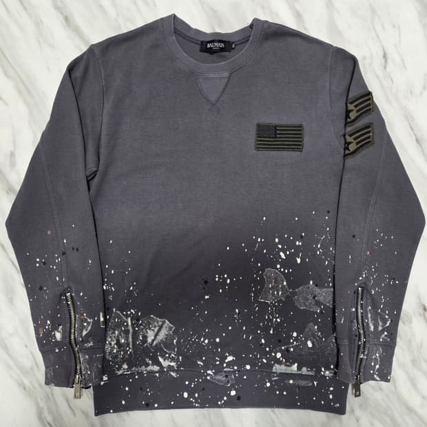 발망 손목지퍼 페인팅 패치 맨투맨