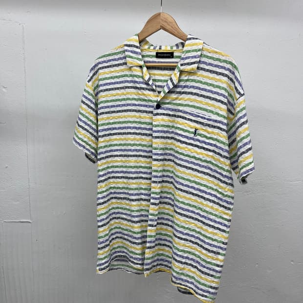 [L] YVES SAINT LAURENT SEERSUCKJER SHIRT