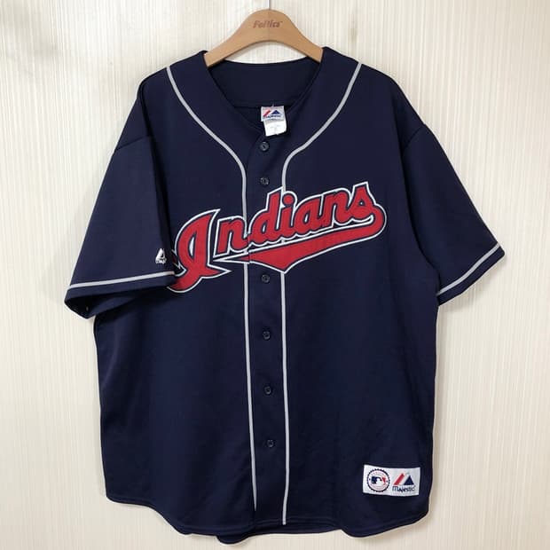 MLB 마제스틱 클리블랜드인디언스 올드 원정유니폼/져지 XXL