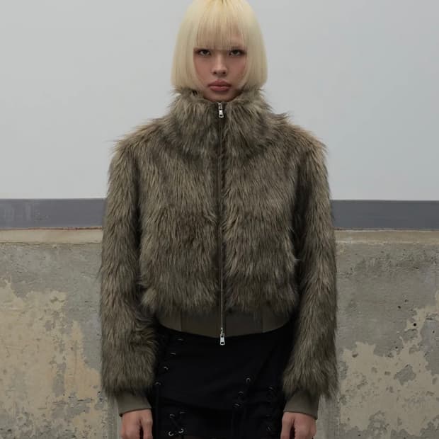 락케이크 퍼자켓 브라운 새상품