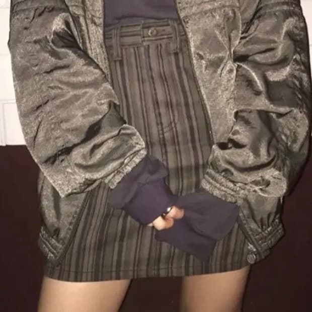 미스치프 스트라이프 트러커 스커트