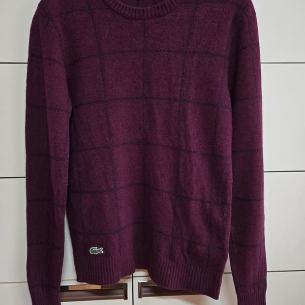 라코스테 울 버건디 니트 스웨터