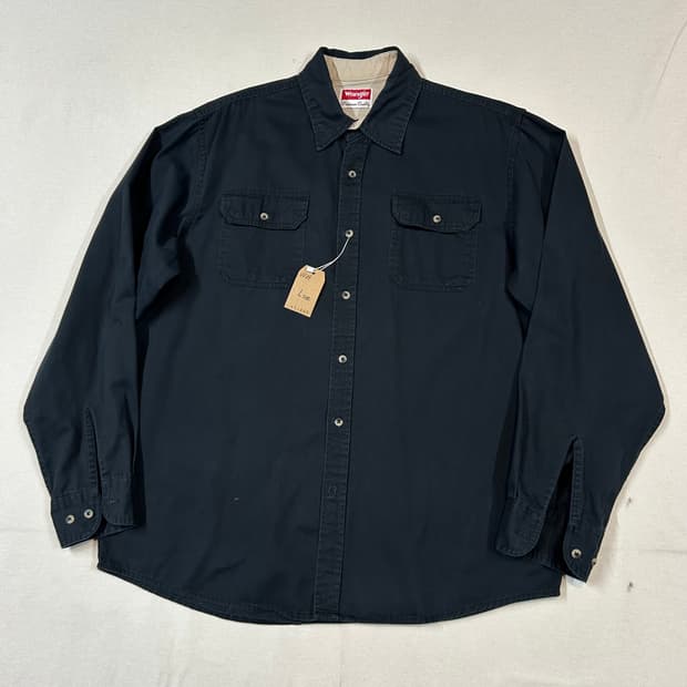 L) Wrangler 랭글러 투포켓 워크웨어 코튼 셔츠 블랙 W24