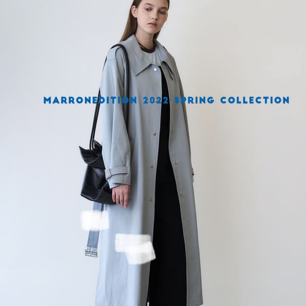 마론에디션 Earthy Blue Modern Trench Coat