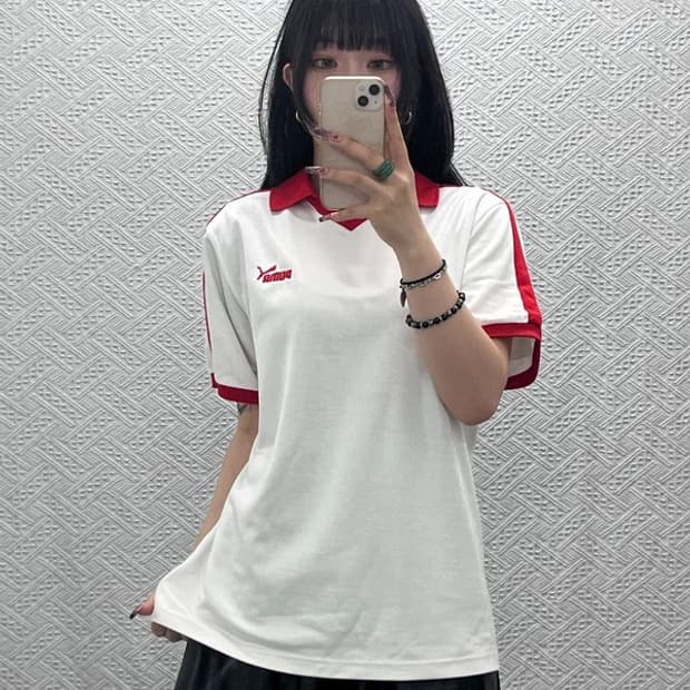 푸마 빈티지 레트로 캐주얼 라인배색 반팔 카라티 L C11890
