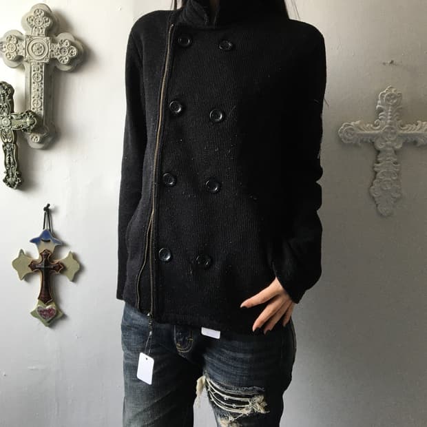 Roen double button knit zip up