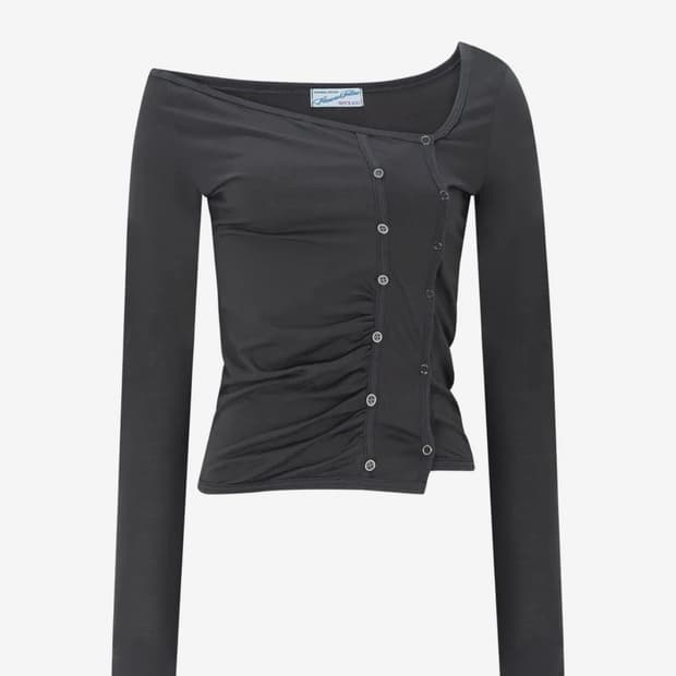 플리즈노팔로우 Dulce Unbal Button Long Sleeve T