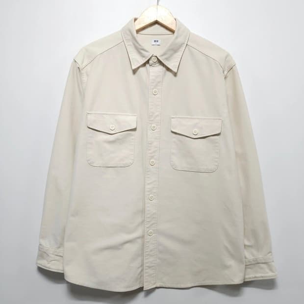 100 UNIQLO 유니클로 긴팔 셔츠 자켓 워크웨어 루즈핏 라이트 베이