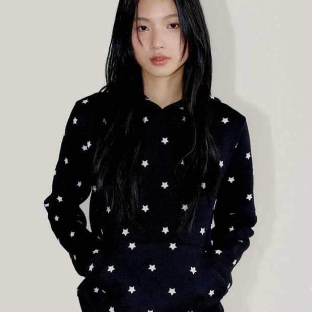 오피쉬 미니 스타 블랙 후디 도트 땡땡이 별