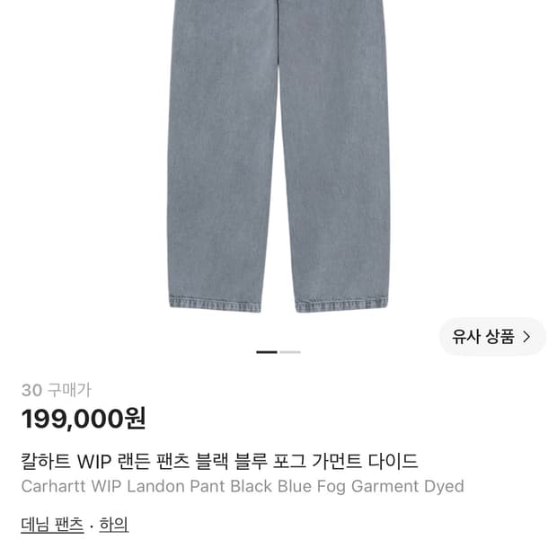 칼하트윕 랜든팬츠 블랙블루포그가먼트다이드 28