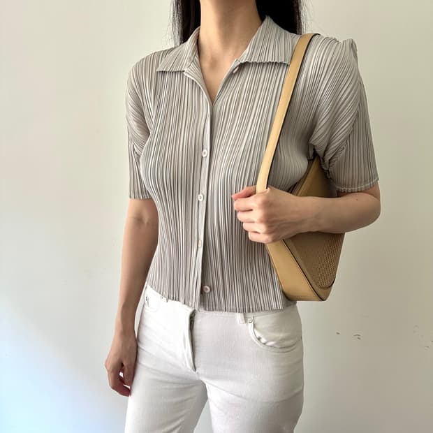 이세이미야케 플리츠플리즈 반팔 가디건